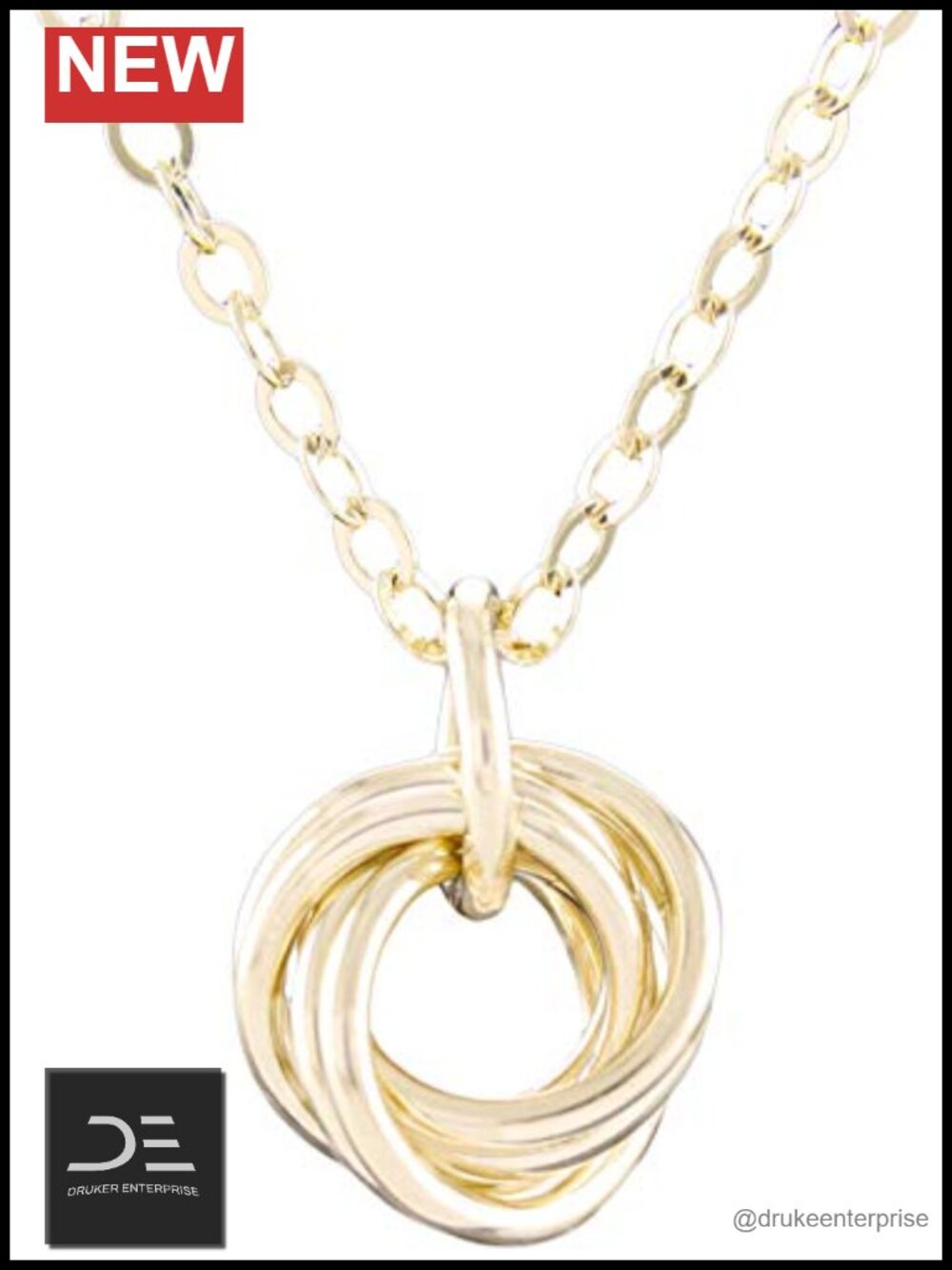 14K Yellow Gold Filled Love Knot Circle Pendant Necklace, 18 Inches